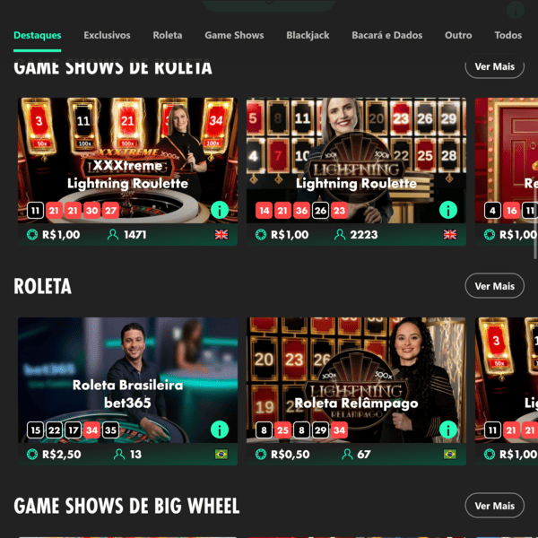 Todos os jogos do cassino
